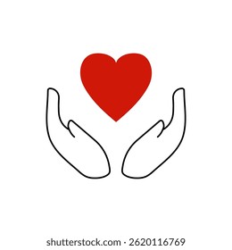 Charity logo hands supportin Hands Holding a Red Heart Symbol 