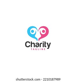 Charity logo icon vector isolated with people and love illustration