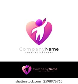 Charity logo, love care logo with community design vector