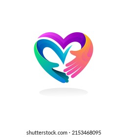 Charity logo with love design community, love care