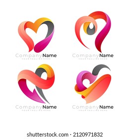 Charity logo with love design social, heart care icons