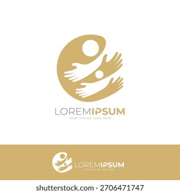 Logotipo de caridade com modelo de design simples, logotipo abraçando
