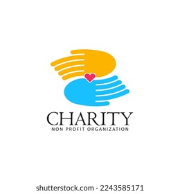 charity logo with symbol two hands holding the heart