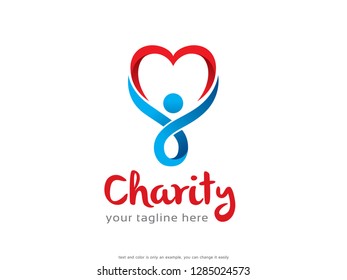 Charity Logo Template Design Vector, Emblem, Concept Design, Creative Symbol, Icon