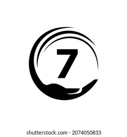 Charity Logo Template On Letter 7. Initial Unity Foundation Human Logo Sign. Unity Team Work Logo Design With 7 Letter Template