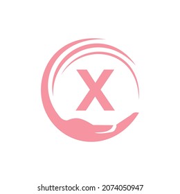 Charity Logo Template On Letter X. Initial Unity Foundation Human Logo Sign. Unity Team Work Logo Design With X Letter Template