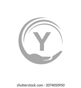 Charity Logo Template On Letter Y. Initial Unity Foundation Human Logo Sign. Unity Team Work Logo Design With Y Letter Template