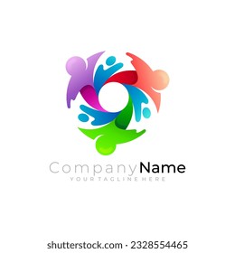 Charity logo template, people care logo with circular design