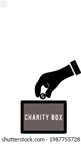 charity logo. Vector image of a hand giving alms to a charity box.