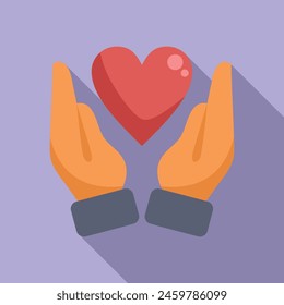 Charity love help icon flat vector. Shape donation. Sharing peace