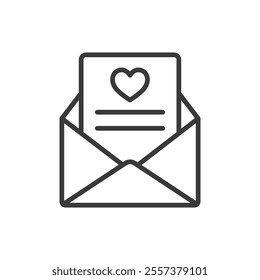 Charity mail icon in line design. Charity, mail, envelope, donation, message, help, kindness on white background vector. Charity mail editable stroke icon