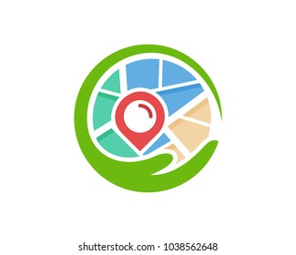 Charity Map Icon Logo Design Element