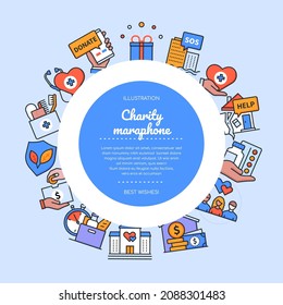 Charity marathon - vector flat design style banner