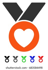 Charity Medal flat vector icon with colored versions. Color charity medal icon variants with black, gray, green, blue, red.
