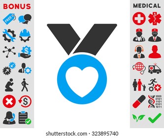 Charity Medal vector icon. Style is bicolor flat symbol, blue and gray colors, rounded angles, white background.