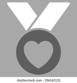 Charity Medal vector icon. Style is bicolor flat symbol, dark gray and white colors, rounded angles, silver background.