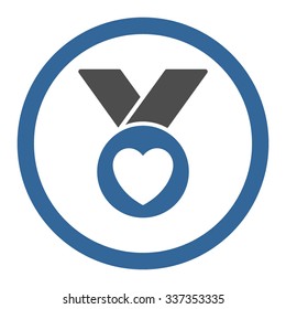 Charity Medal vector icon. Style is bicolor flat rounded symbol, cobalt and gray colors, rounded angles, white background.