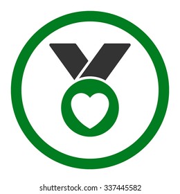 Charity Medal vector icon. Style is bicolor flat rounded symbol, green and gray colors, rounded angles, white background.