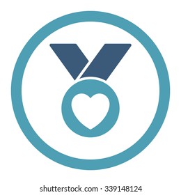 Charity Medal vector icon. Style is bicolor flat rounded symbol, cyan and blue colors, rounded angles, white background.