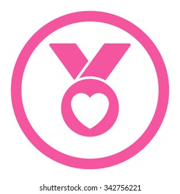 Charity Medal vector icon. Style is flat rounded symbol, pink color, rounded angles, white background.
