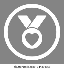 Charity Medal vector icon. Style is flat rounded symbol, white color, rounded angles, gray background.