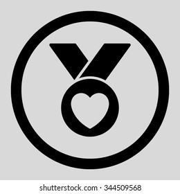 Charity Medal vector icon. Style is flat rounded symbol, black color, rounded angles, light gray background.
