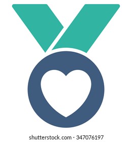 Charity Medal vector icon. Style is bicolor flat symbol, cobalt and cyan colors, rounded angles, white background.