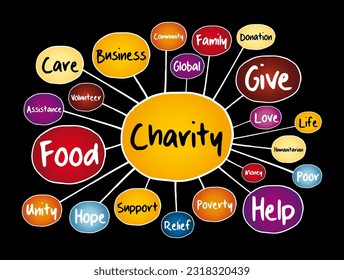 Charity mind map, social concept for presentations and reports