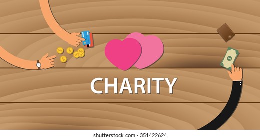 charity money donation coin and credit card