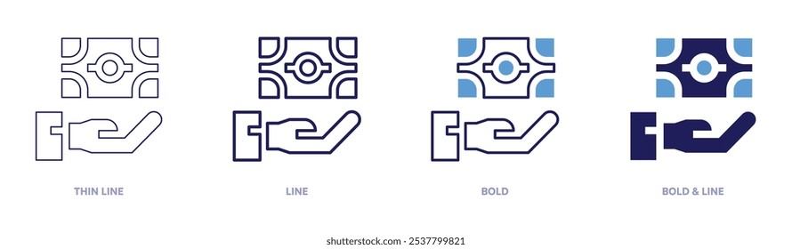 Charity money icon in 4 different styles. Thin Line, Line, Bold, and Bold Line. Duotone style. Editable stroke.