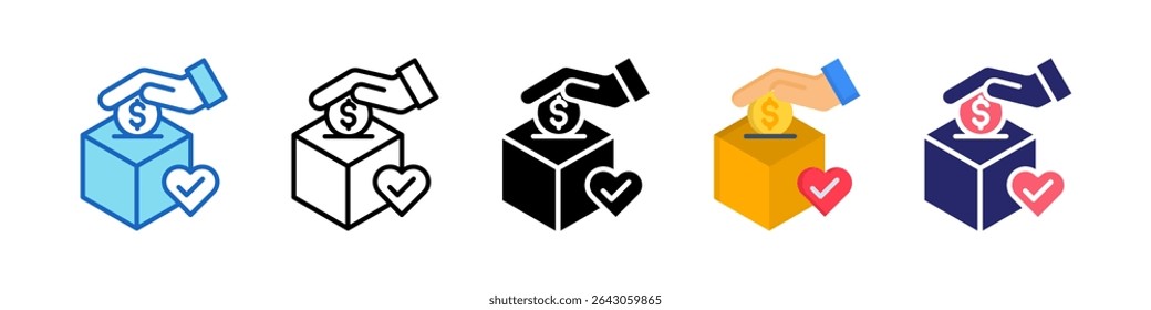 Coleção De Conjuntos De Ícones De Estilo Múltiplo Do Charity.