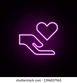 charity neon icon. Elements of Minimal universal theme set. Simple icon for websites, web design, mobile app, info graphics