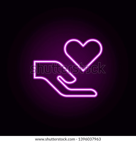 charity neon icon. Elements of Minimal universal theme set. Simple icon for websites, web design, mobile app, info graphics