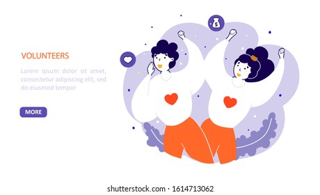 Charity organization flat vector landing page template