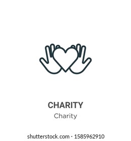 Charity outline vector icon. Thin line black charity icon, flat vector simple element illustration from editable charity concept isolated on white background
