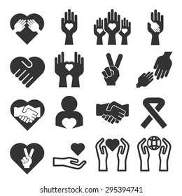 Charity And Peace Icon Set