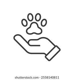 Charity for Pets icon in line design. Charity, pets, donation, help, rescue, support, animals, kindness on white background vector. Charity for Pets editable stroke icon