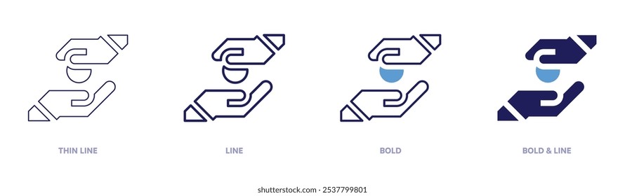 Charity rating icon in 4 different styles. Thin Line, Line, Bold, and Bold Line. Duotone style. Editable stroke.