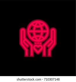 Charity red glowing neon ui ux icon. Glowing sign logo vector