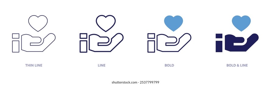 Charity registration icon in 4 different styles. Thin Line, Line, Bold, and Bold Line. Duotone style. Editable stroke.