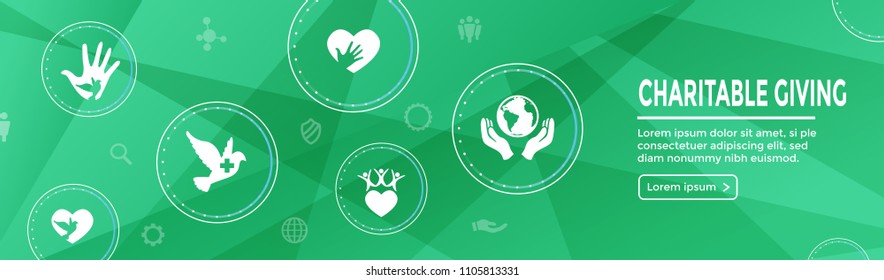 Charity and relief work - Charitable Giving Web banner - icon set