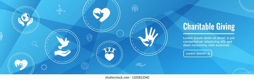 Charity and relief work - Charitable Giving Web banner - icon set