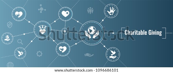 Charity and relief work - Charitable Giving Web\
banner - icon set