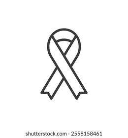 Charity ribbon, icon in line design. Charity, ribbon, support, awareness, donation, kindness, help on white background vector. Charity ribbon editable stroke icon