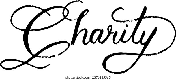 Charity Script Vector File. Donate Charity Hand lettering slogan. Custom hand lettering good for print, greeting cards, flyer, tshirt design, postcard, poster social media, etc. Vector Art.