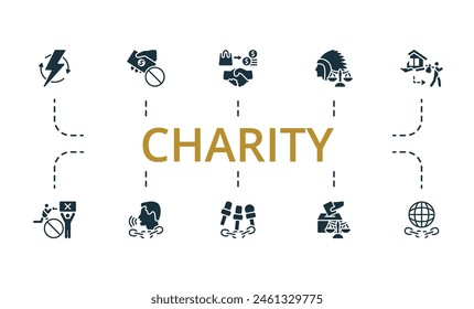 Charity set. Creative icons. Editable elements.