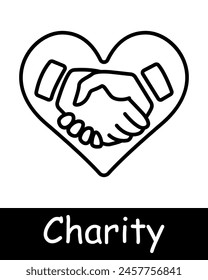Charity set icon. Helping those in need, heart, palms, hands, maintenance, sustenance, cooperation, aid, humanitarian aid, financial support, black lines on white background. Helping concept.