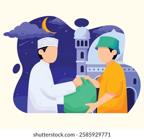 Charity Sharing Box Flat Illustration
