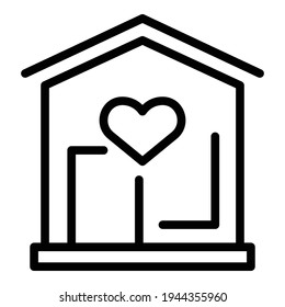 Icono de la tienda de caridad. Esquema de icono vectorial de tienda de beneficencia para diseño web aislado en fondo blanco