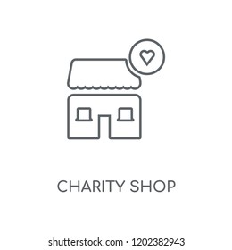 Charity Shop Linear Icon. Charity Shop Concept Stroke Symbol Design. Thin Graphic Elements Vector Illustration, Outline Pattern On A White Background, Eps 10.